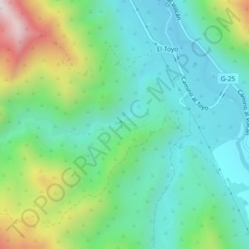 Mapa topográfico Guayacán, altitude, relevo