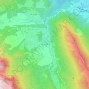 Mapa topográfico Les Oches, altitude, relevo