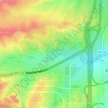 Mapa topográfico Llano de Lara, altitude, relevo