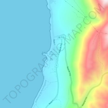 Mapa topográfico Paposo, altitude, relevo
