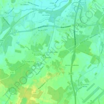 Mapa topográfico Le Grand Casseau, altitude, relevo