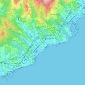 Mapa topográfico Pozzuolo Alto, altitude, relevo