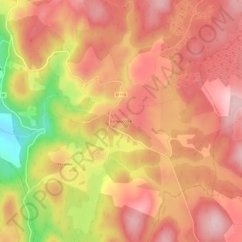 Mapa topográfico La Naucodie, altitude, relevo