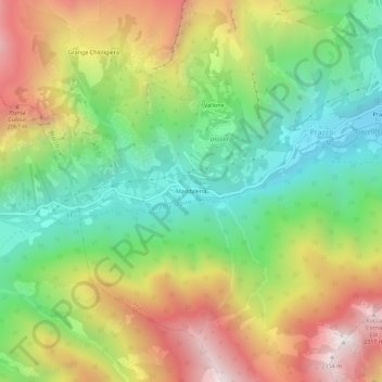 Mapa topográfico Maddalena, altitude, relevo