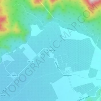 Mapa topográfico Los Bronces, altitude, relevo
