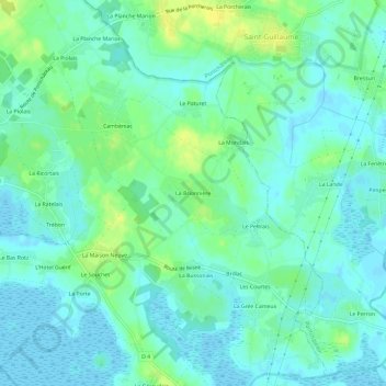 Mapa topográfico La Brionnière, altitude, relevo