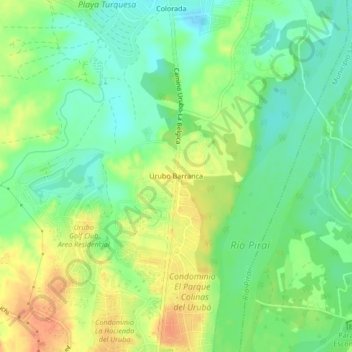 Mapa topográfico Urubo Barranca, altitude, relevo