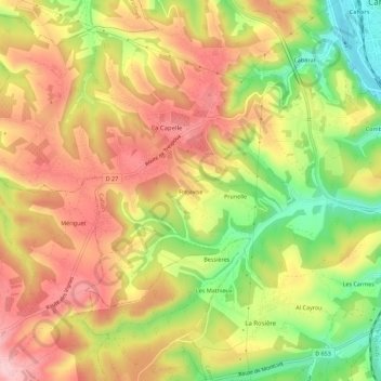 Mapa topográfico Fréjavise, altitude, relevo