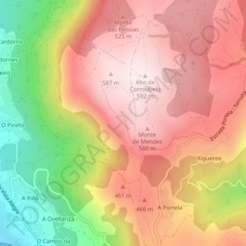 Mapa topográfico Corroubelo, altitude, relevo