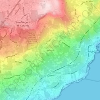 Mapa topográfico Gallinaro, altitude, relevo