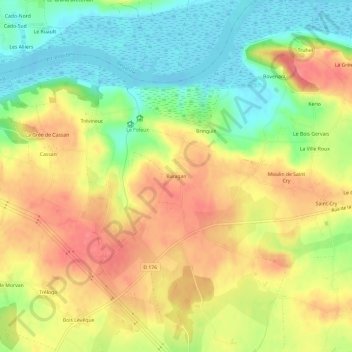 Mapa topográfico Baragan, altitude, relevo