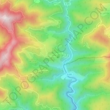Mapa topográfico La Roche, altitude, relevo