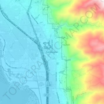 Mapa topográfico Farmington, altitude, relevo