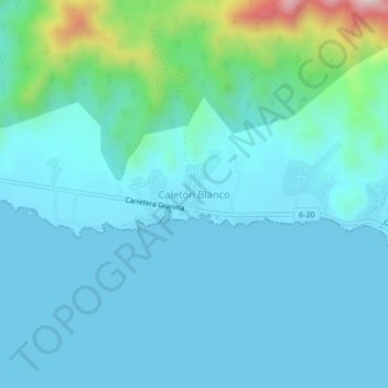 Mapa topográfico Caletón Blanco, altitude, relevo