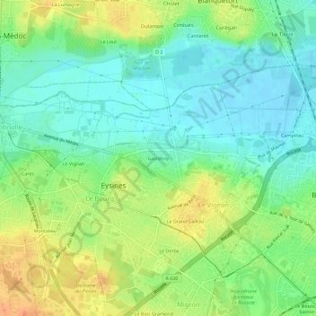 Mapa topográfico Gasteboy, altitude, relevo