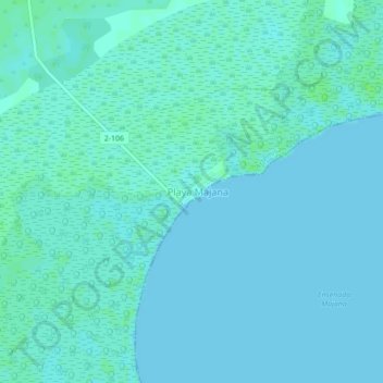 Mapa topográfico Playa Majana, altitude, relevo