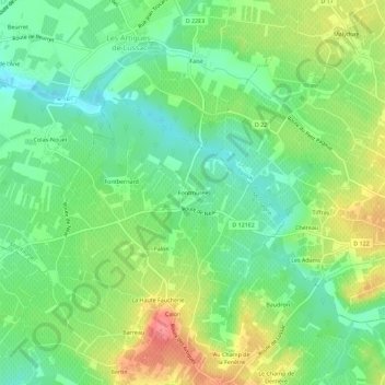 Mapa topográfico Fontmurée, altitude, relevo