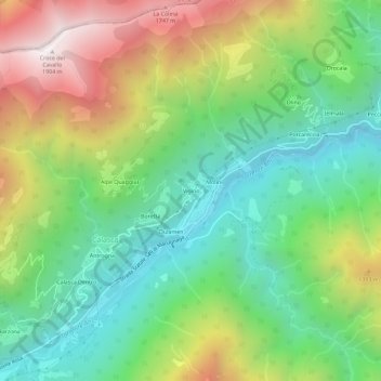 Mapa topográfico Vigino, altitude, relevo