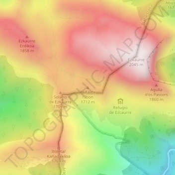 Mapa topográfico Peña de l'Ibon, altitude, relevo