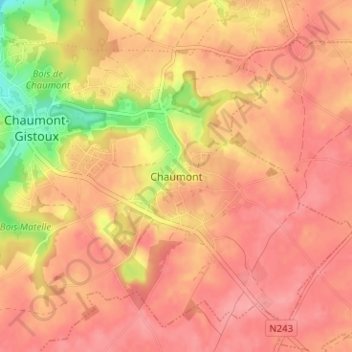 Mapa topográfico Chaumont, altitude, relevo