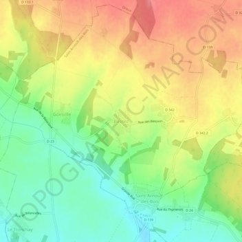 Mapa topográfico Besnez, altitude, relevo