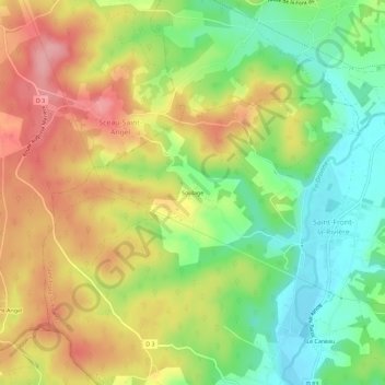 Mapa topográfico Soulage, altitude, relevo