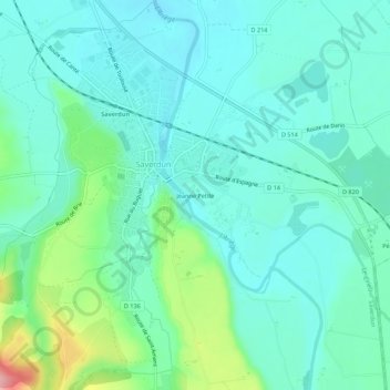 Mapa topográfico Jeanne Petite, altitude, relevo