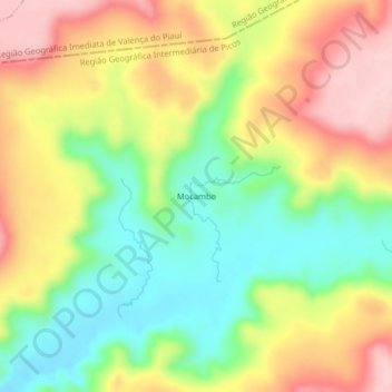 Mapa topográfico Mocambo, altitude, relevo