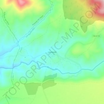 Mapa topográfico Los Alares, altitude, relevo