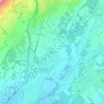 Mapa topográfico Pregnin, altitude, relevo