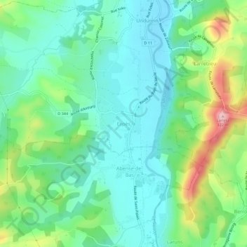 Mapa topográfico Espès, altitude, relevo