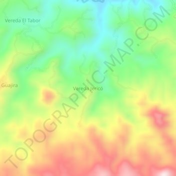 Mapa topográfico Vereda Jericó, altitude, relevo