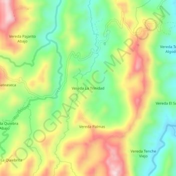 Mapa topográfico Vereda La Trinidad, altitude, relevo