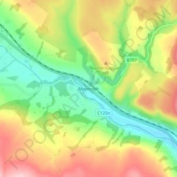 Mapa topográfico Mennock, altitude, relevo