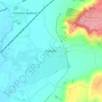 Mapa topográfico Foxham, altitude, relevo