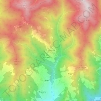 Mapa topográfico Caffaraccia, altitude, relevo