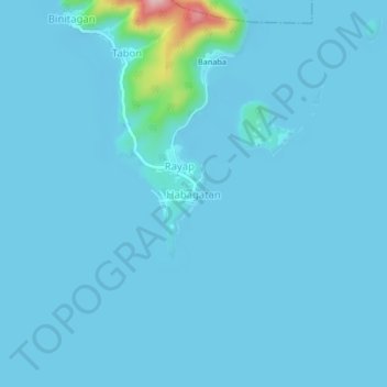 Mapa topográfico Habagatan, altitude, relevo
