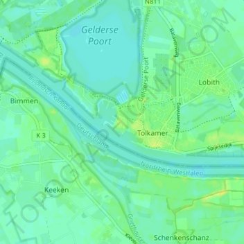 Mapa topográfico Tuindorp, altitude, relevo