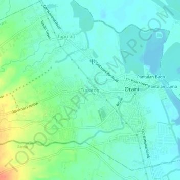 Mapa topográfico Tugatog, altitude, relevo