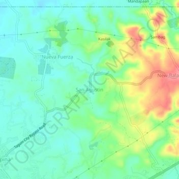 Mapa topográfico San Agustin, altitude, relevo