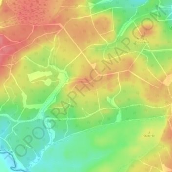Mapa topográfico Muckle Gowany Knowe, altitude, relevo
