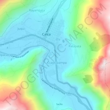 Mapa topográfico Calca, altitude, relevo