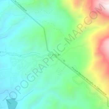 Mapa topográfico El Volcán, altitude, relevo