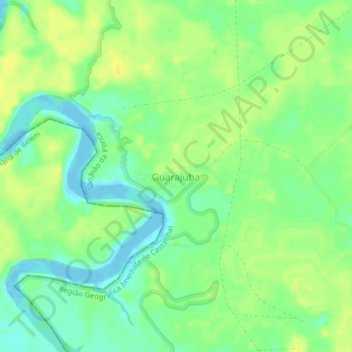 Mapa topográfico Guarajuba, altitude, relevo
