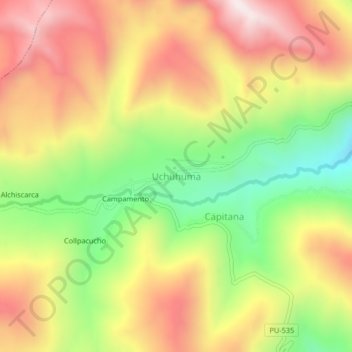 Mapa topográfico Uchuhuma, altitude, relevo