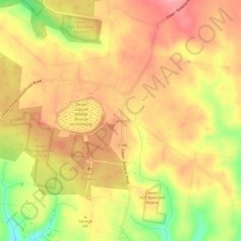 Mapa topográfico Dereel, altitude, relevo