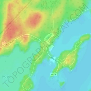 Mapa topográfico Paint Lake, altitude, relevo