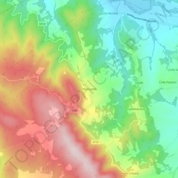 Mapa topográfico Altrocanto, altitude, relevo