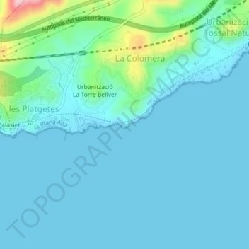 Mapa topográfico Torre Colomera, altitude, relevo