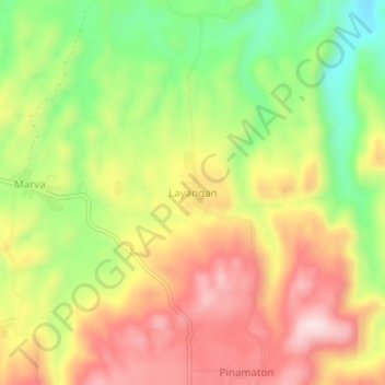Mapa topográfico Layangan, altitude, relevo